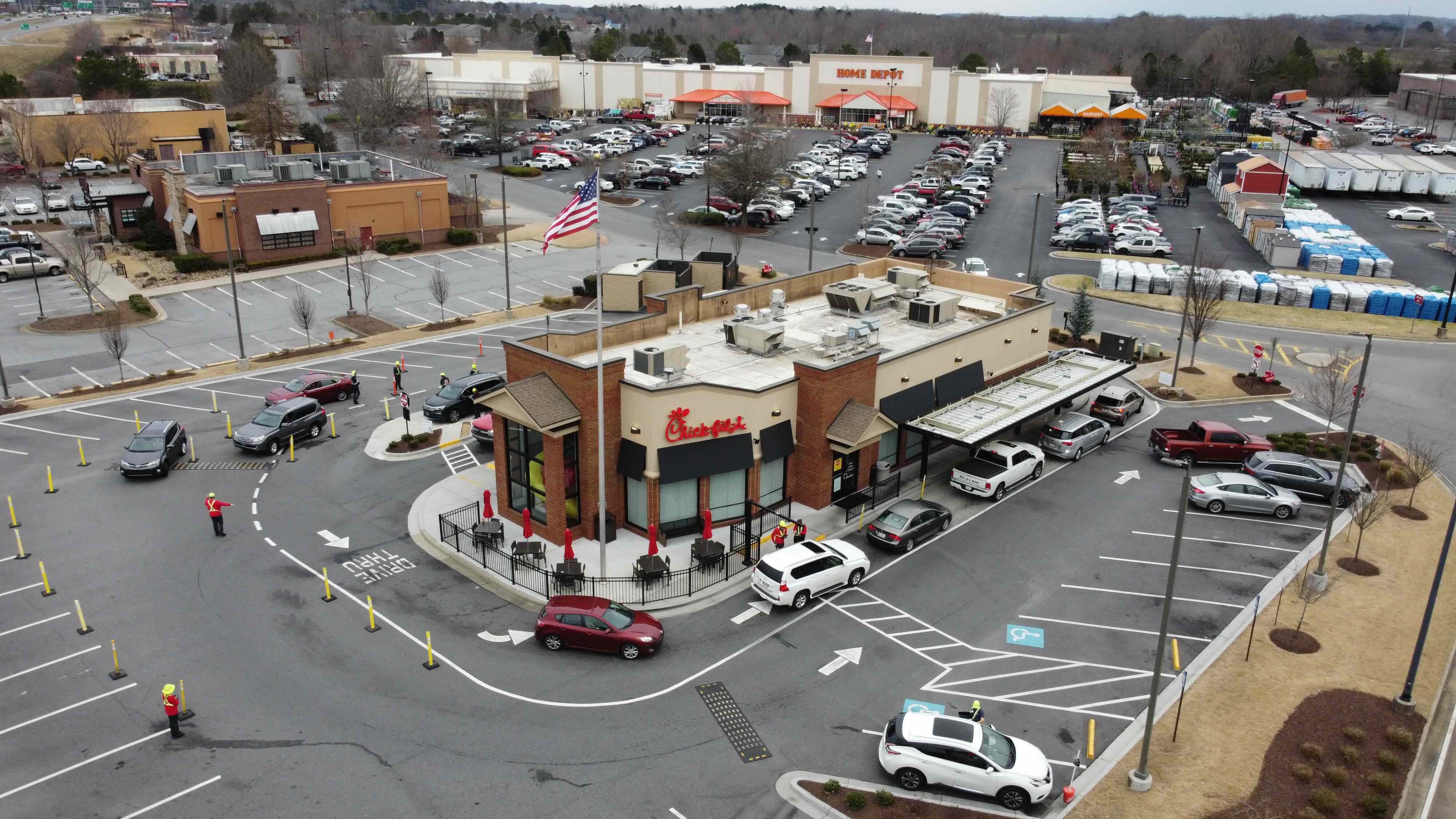 Aerial drone photo of a Chick-fil-A location