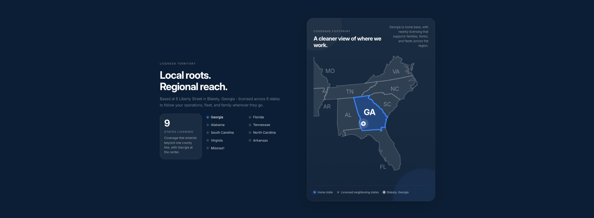Insurance firm coverage footprint graphic